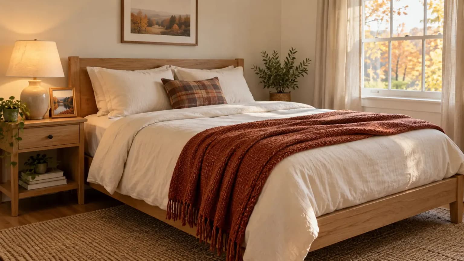 Cozy fall bedroom on a budget
